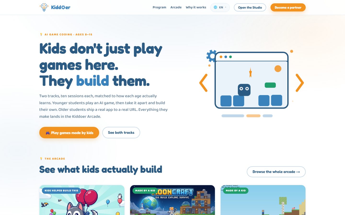 Kiddoer 遊戲創作網站預覽